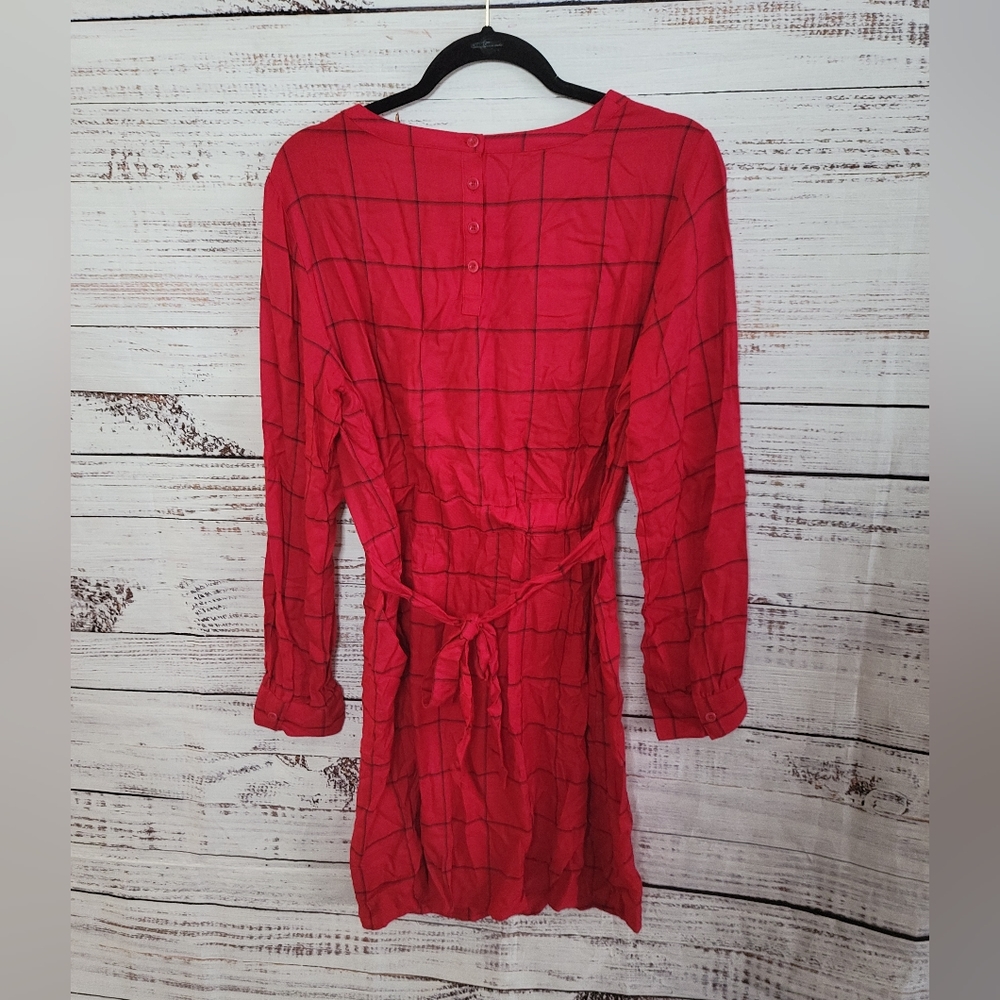 A New Day L Longsleve Plaid Pocket  Dress - Picture 3 of 6